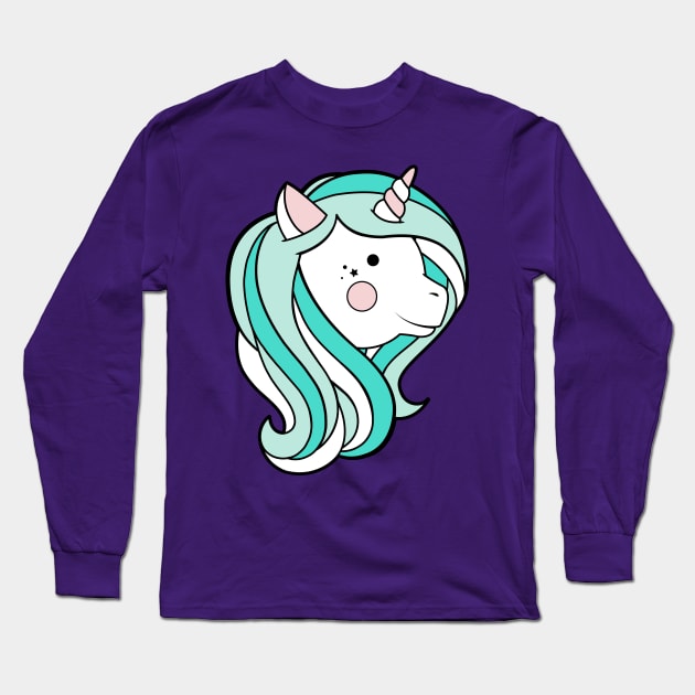 Kawaii Unicorn - Mint Long Sleeve T-Shirt by LuxCups